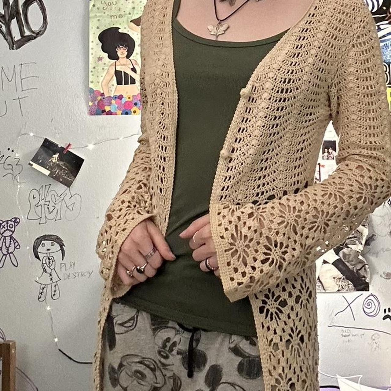 long cream colored cardigan🤍🧚‍♀️ goes to above knee... - Depop