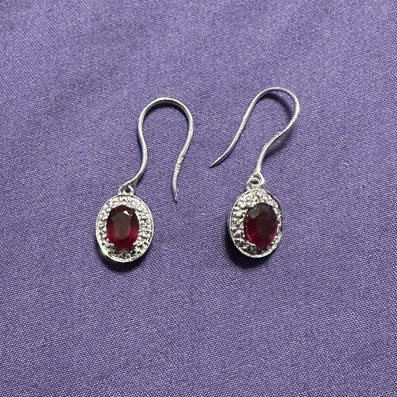 cute red and silver earrings ️ #vintage #earrings... - Depop