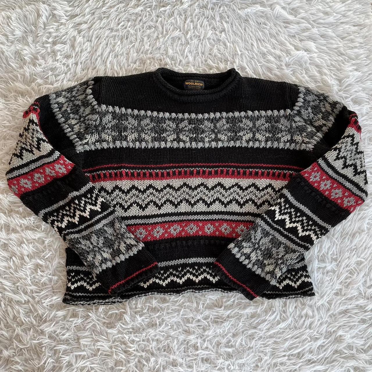 vintage fair isle grandma sweater! has some fraying... - Depop