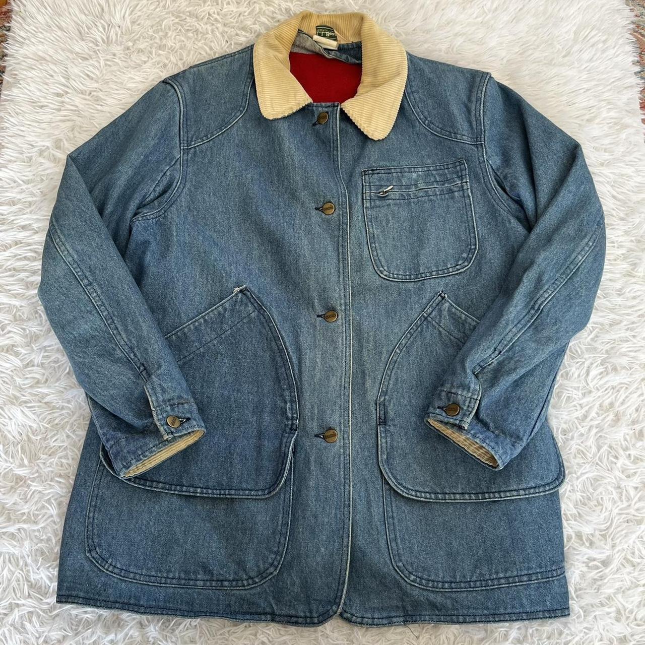 vintage denim utility chore jacket! has staining &... - Depop