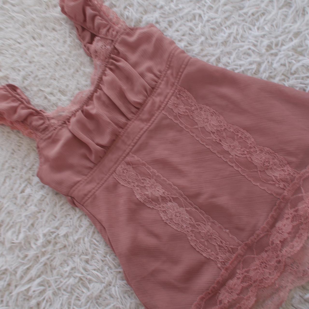 Pink babydoll lace top! Has fraying, loose threads... - Depop