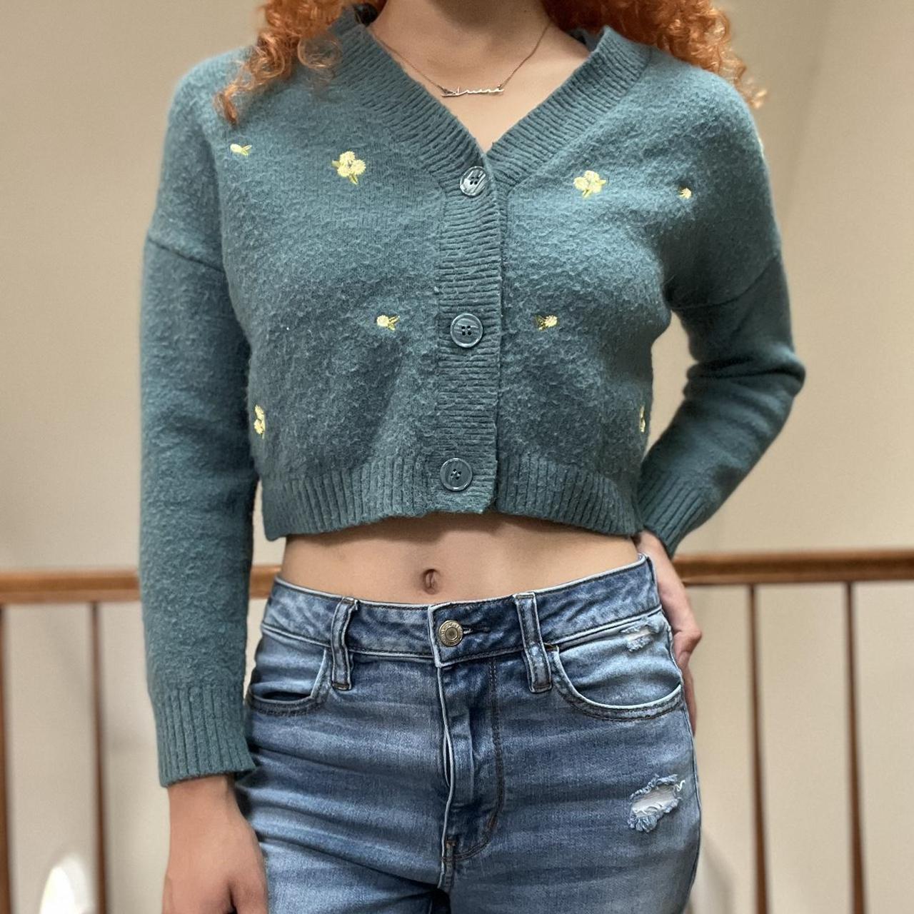 Turquoise on sale cropped cardigan