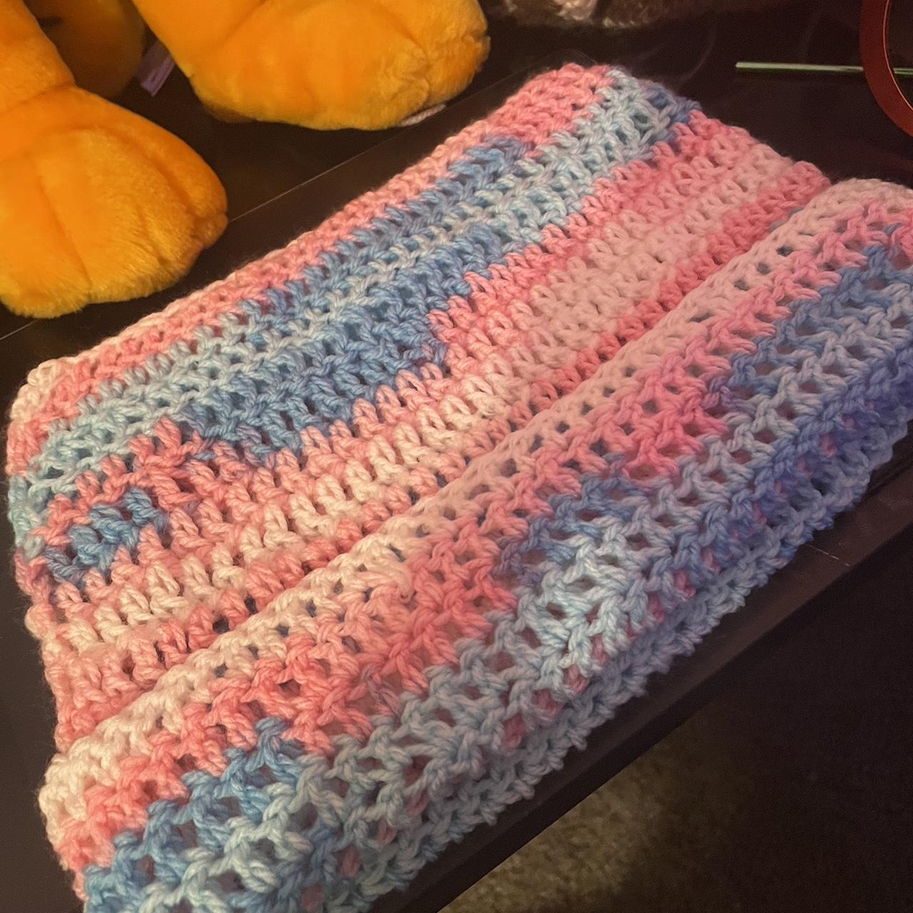 Men's Blue and Pink Hat Depop