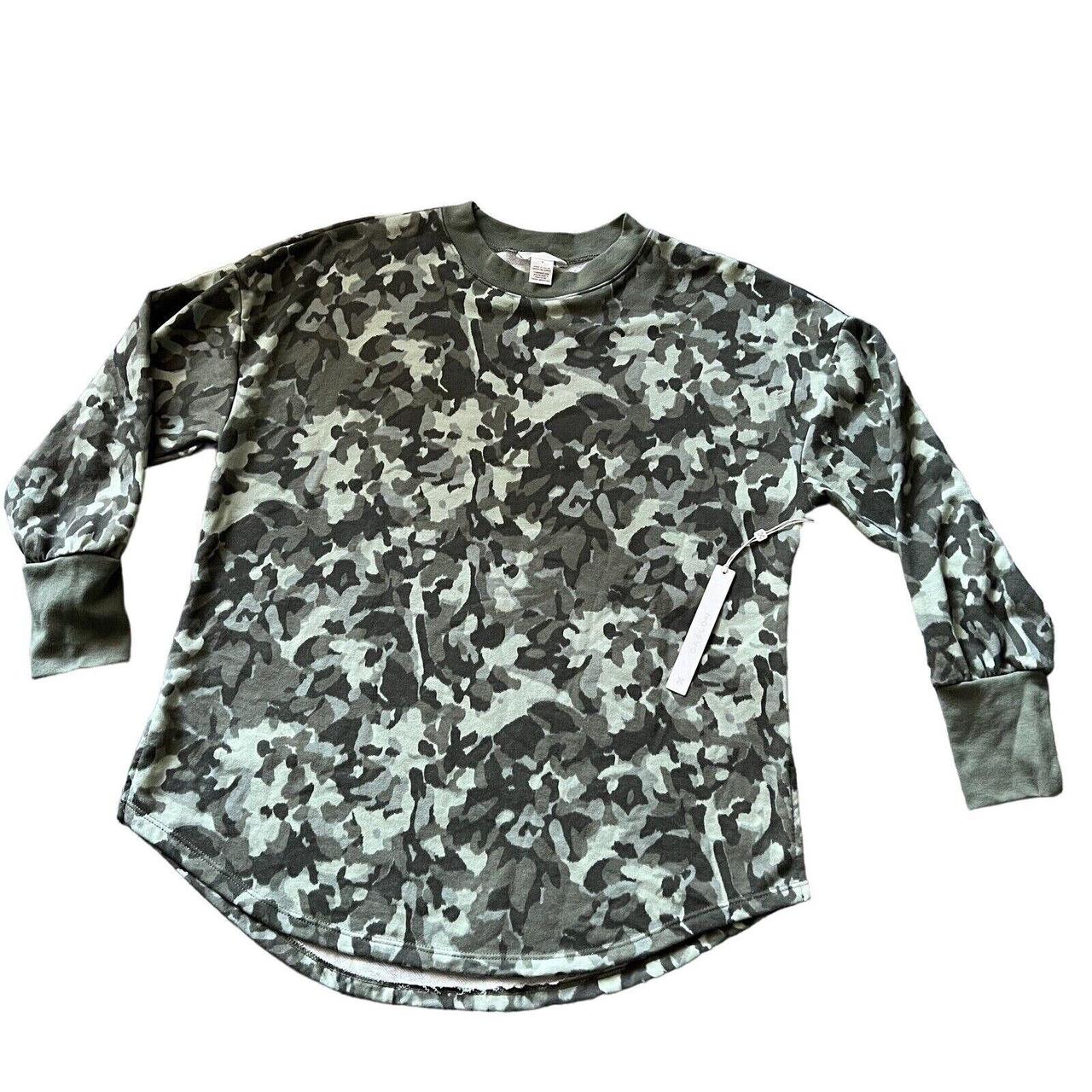 Women's Sweatshirt - Green - M – Caslon Camo Print Sweatshirt Womens Size Medium. …