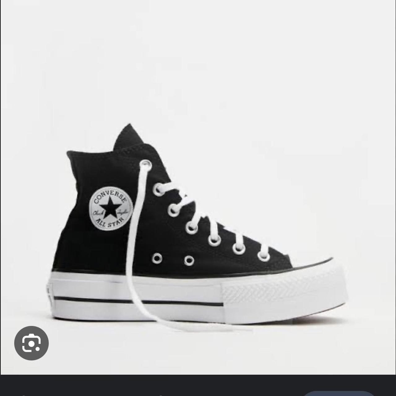 converse high top platforms black and white... Depop