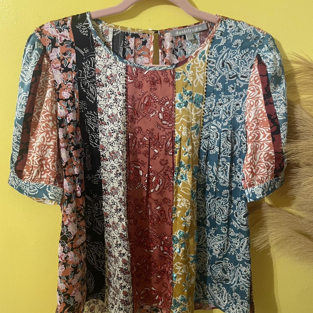 Women's Blouse - Multi - XS – Vibrant patchwork b… - image 1