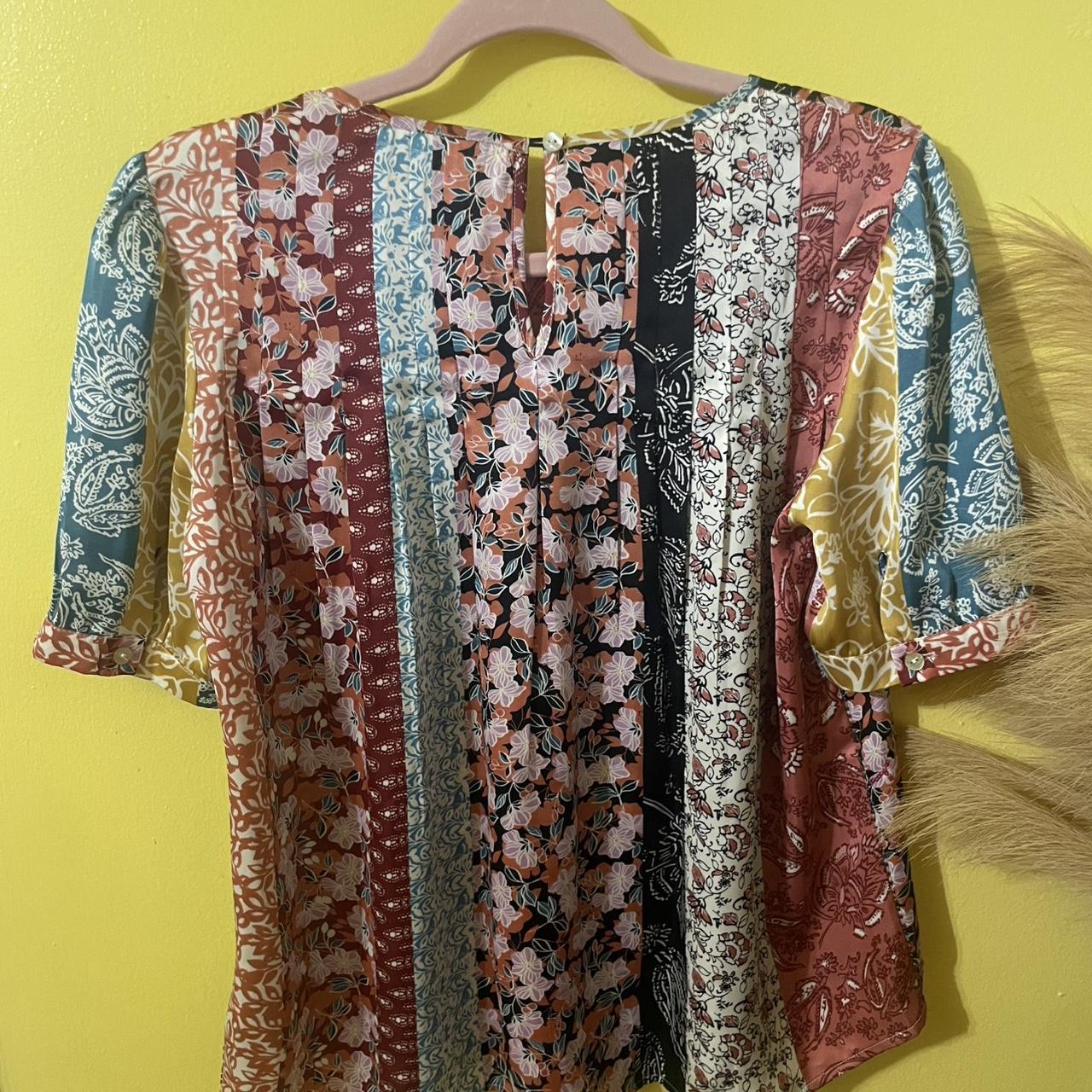 Women's Blouse - Multi - XS – Vibrant patchwork b… - image 5