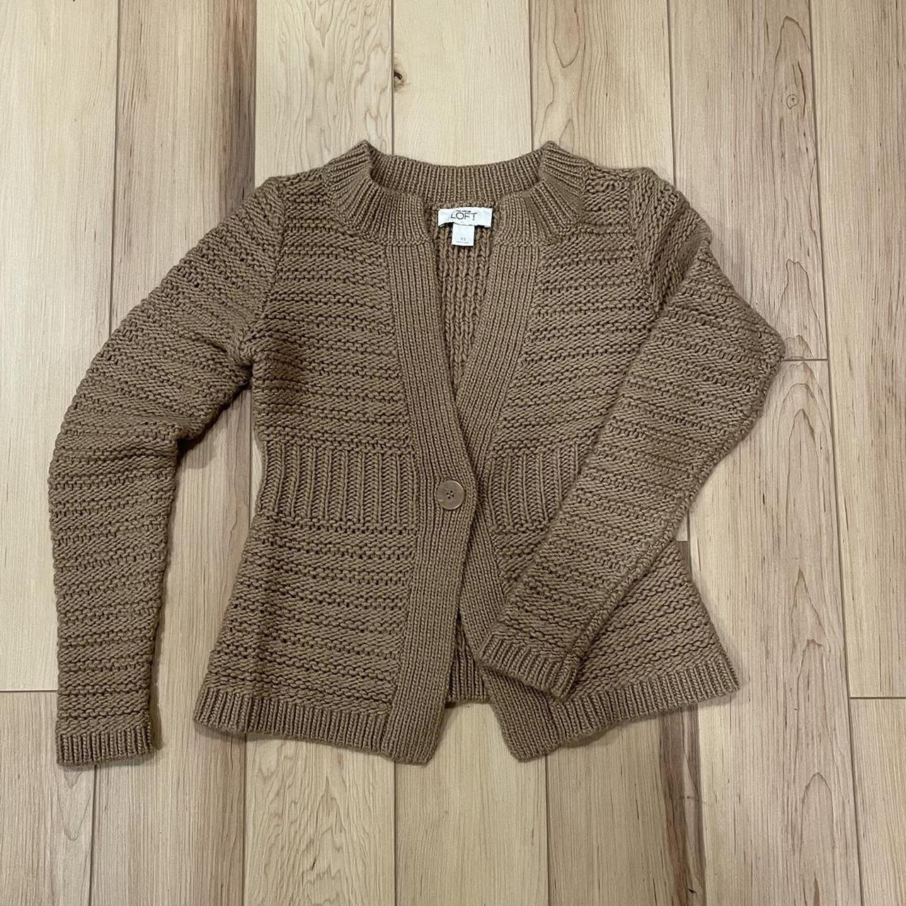 oatmeal form fitting cardigan :) thicker... - Depop