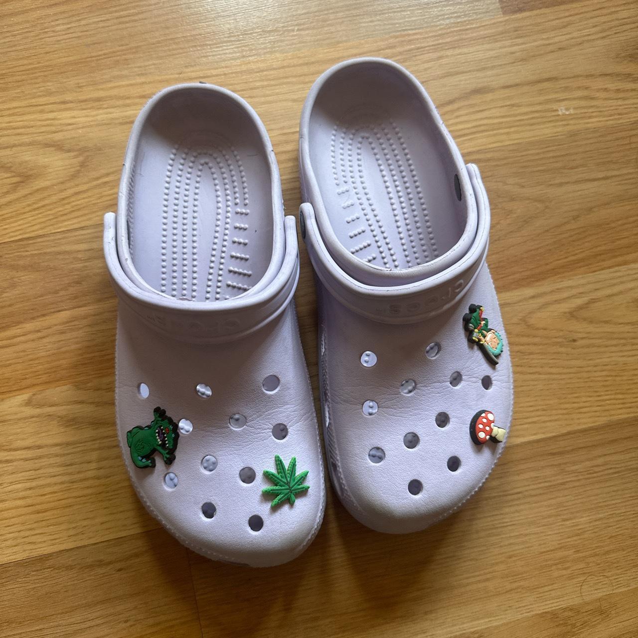 Size 8 in men’s crocs. Good condition. Croc charms... - Depop