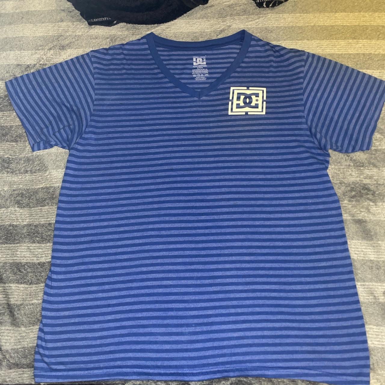 size-m-dc-shoes-v-neck-men-s-striped-blue-tee-dc-depop