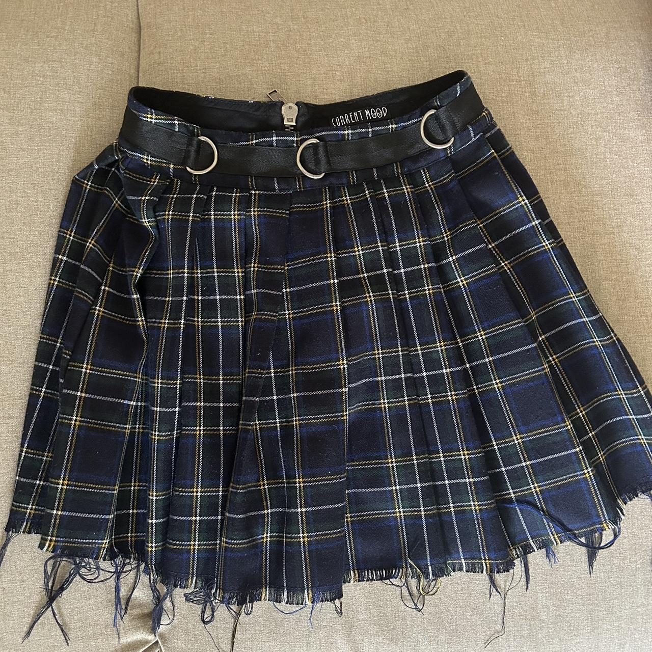 Dollskill Current Mood Blue Plaid Frayed Mini Depop 5806