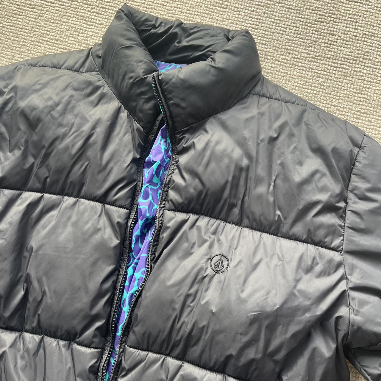 reversible puffer jacket black size Large.... Depop