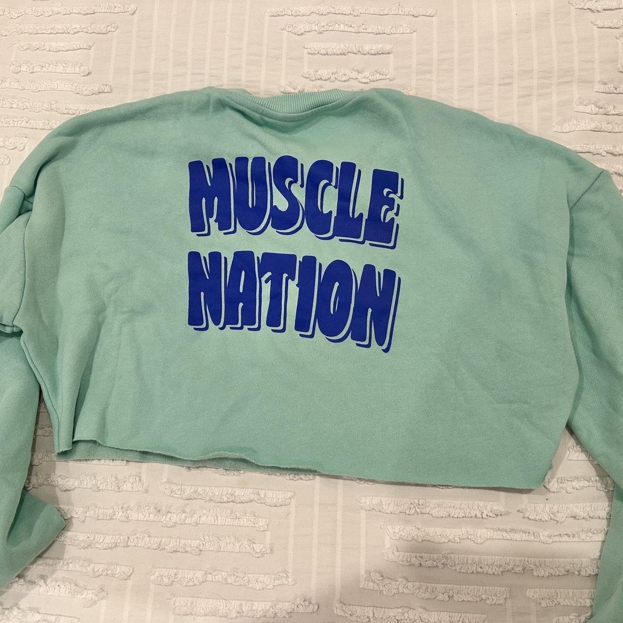 muscle nation cropped jumper. size m, worn once in... - Depop