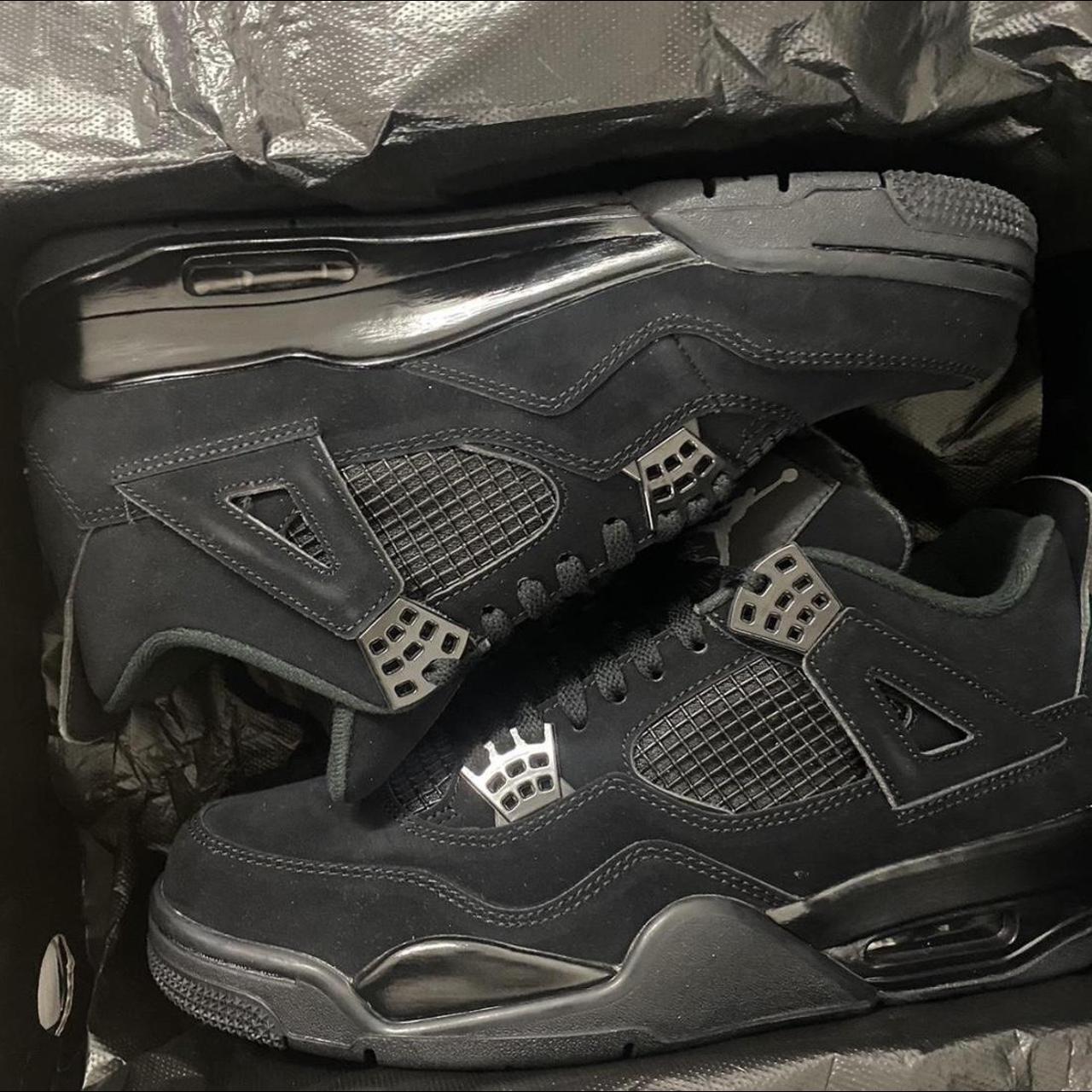 💘 Black Cats Jordan 4 💘 Size 5 can fit 5.5 💘 Send... | Depop