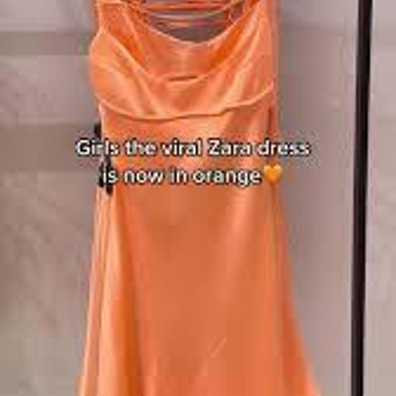 zara orange satin dress (unsure why photos are... Depop