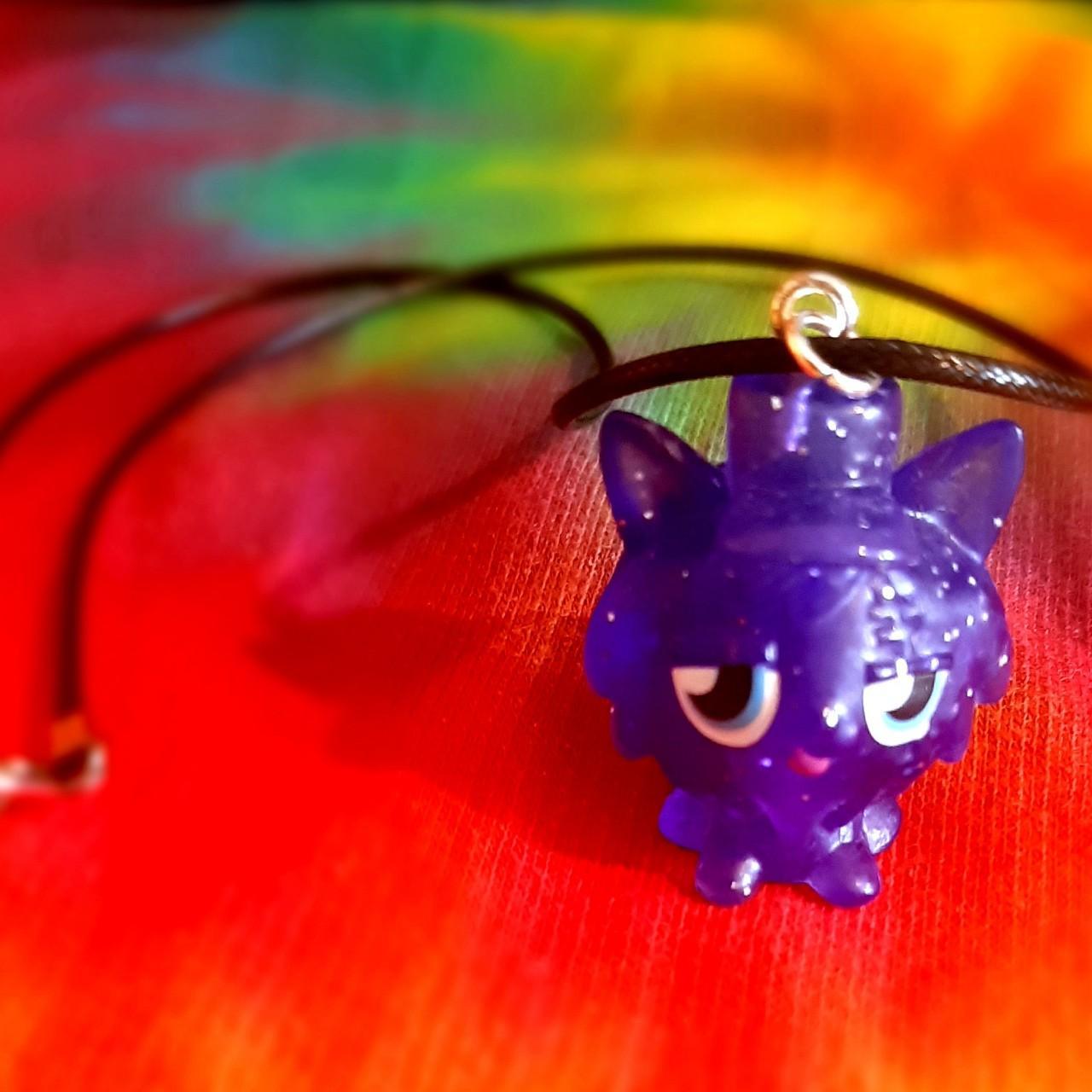 Handmade Moshi Monster necklace purple glitter An... - Depop