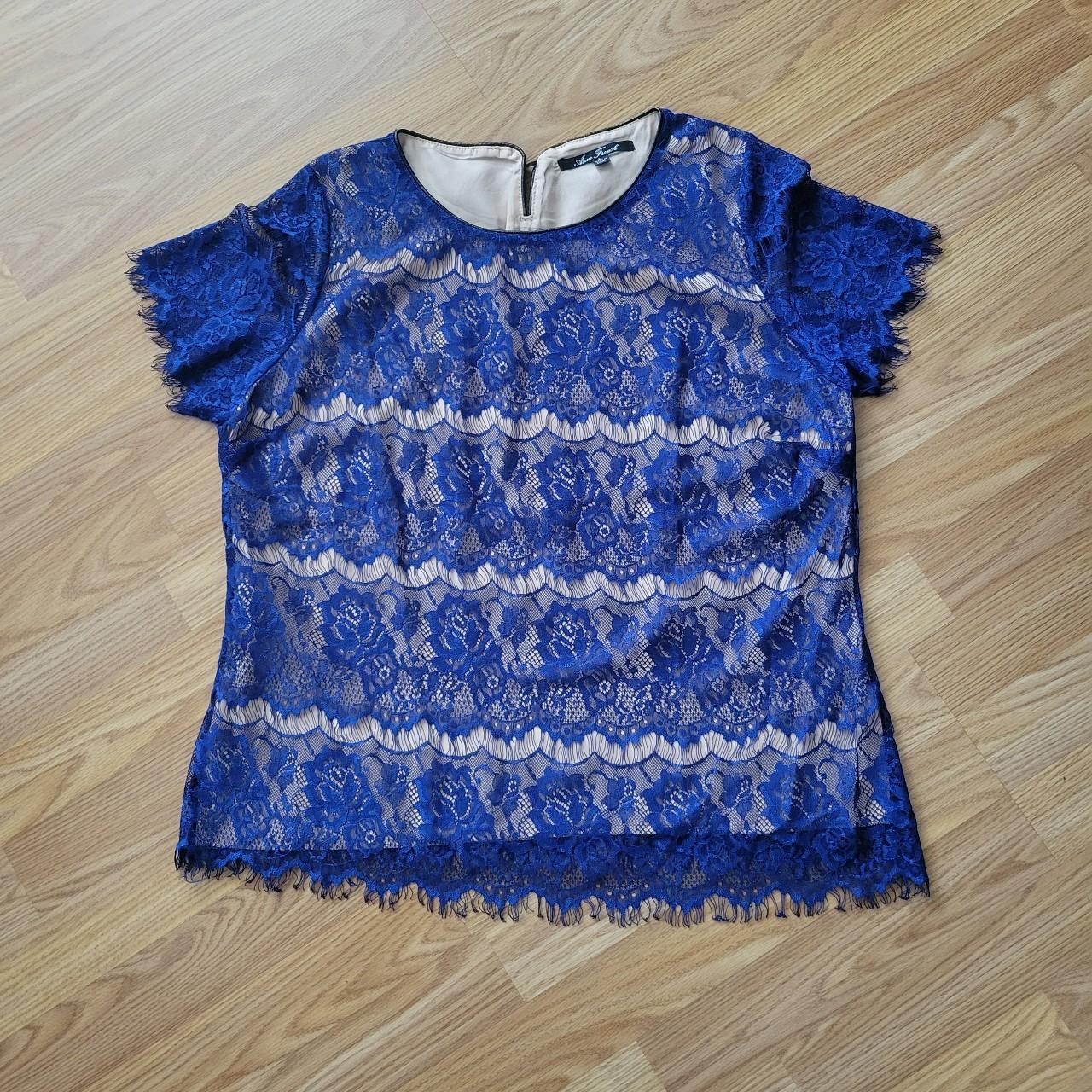 LARGE Blue Lace Lined Top 