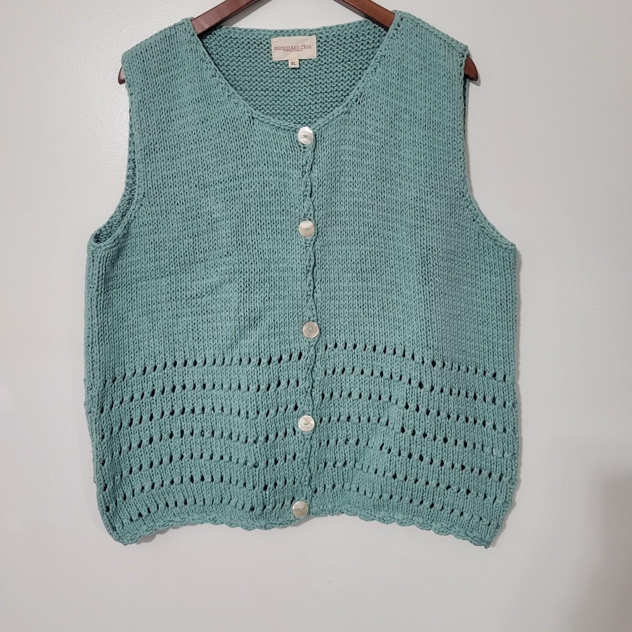 XL Knitted Vest Vintage Shell Buttons | Sleeveless... - Depop