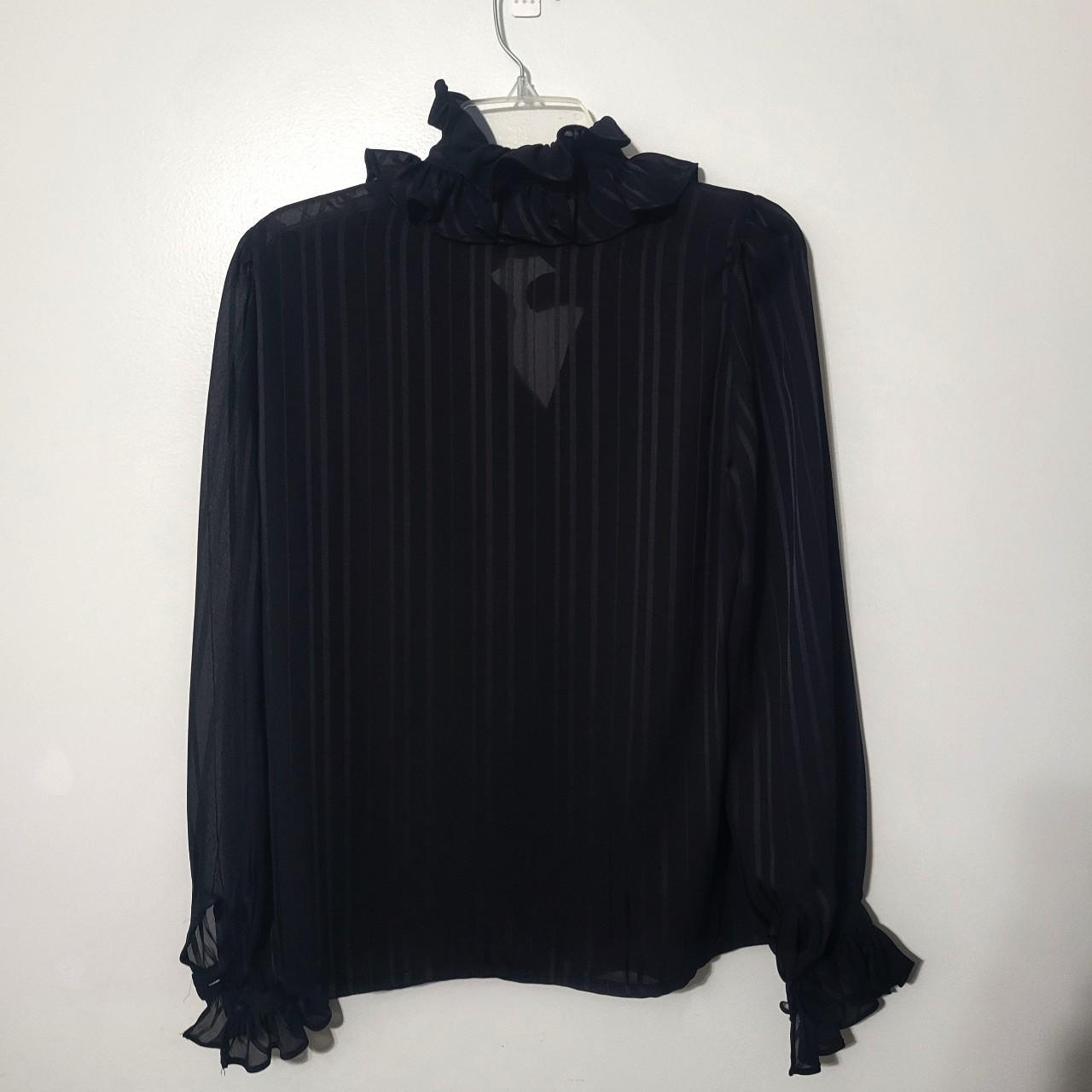 Sz. 12 Blouse | Black | See Thru | Ruffled | 90's |... - Depop