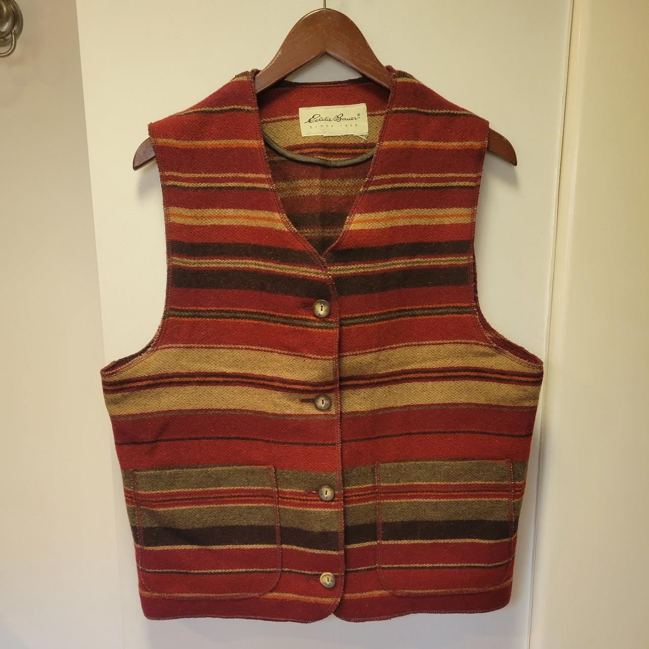 LARGE Aztec Native Wool Blend Striped Button Vest |... - Depop