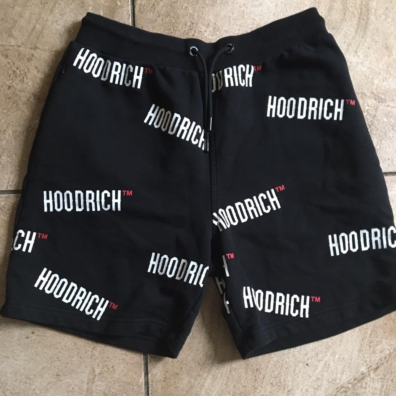 Hoodrich men black and white cotton shorts Preowned... - Depop