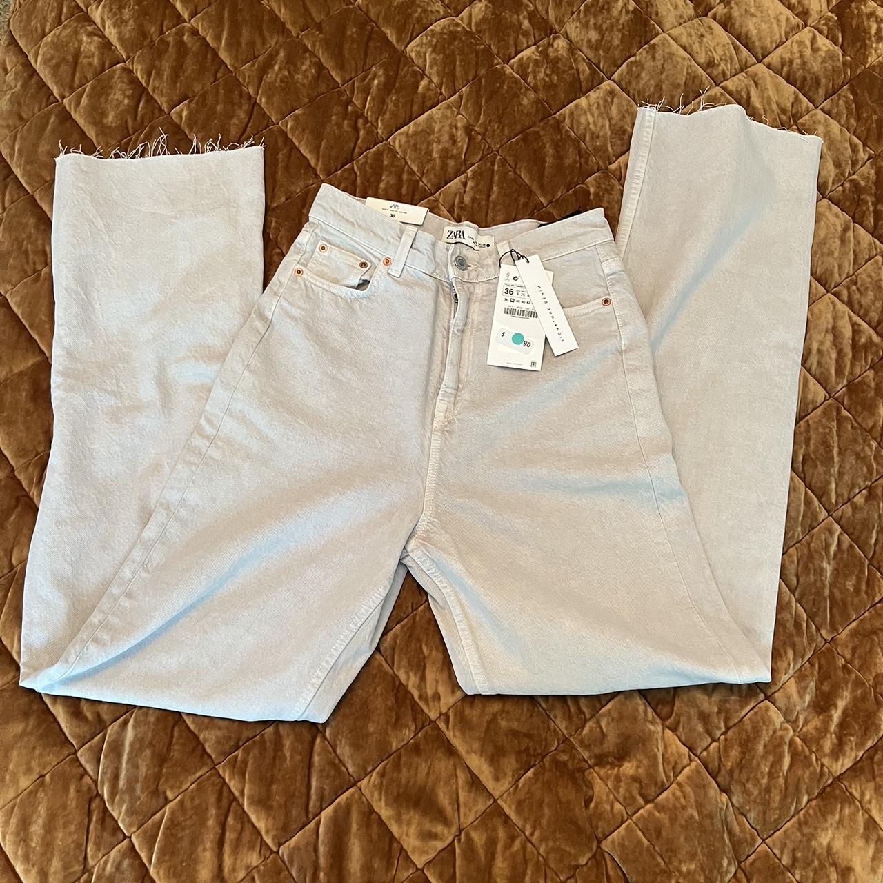 Zara 90s full length jean Neutral stone color High... Depop