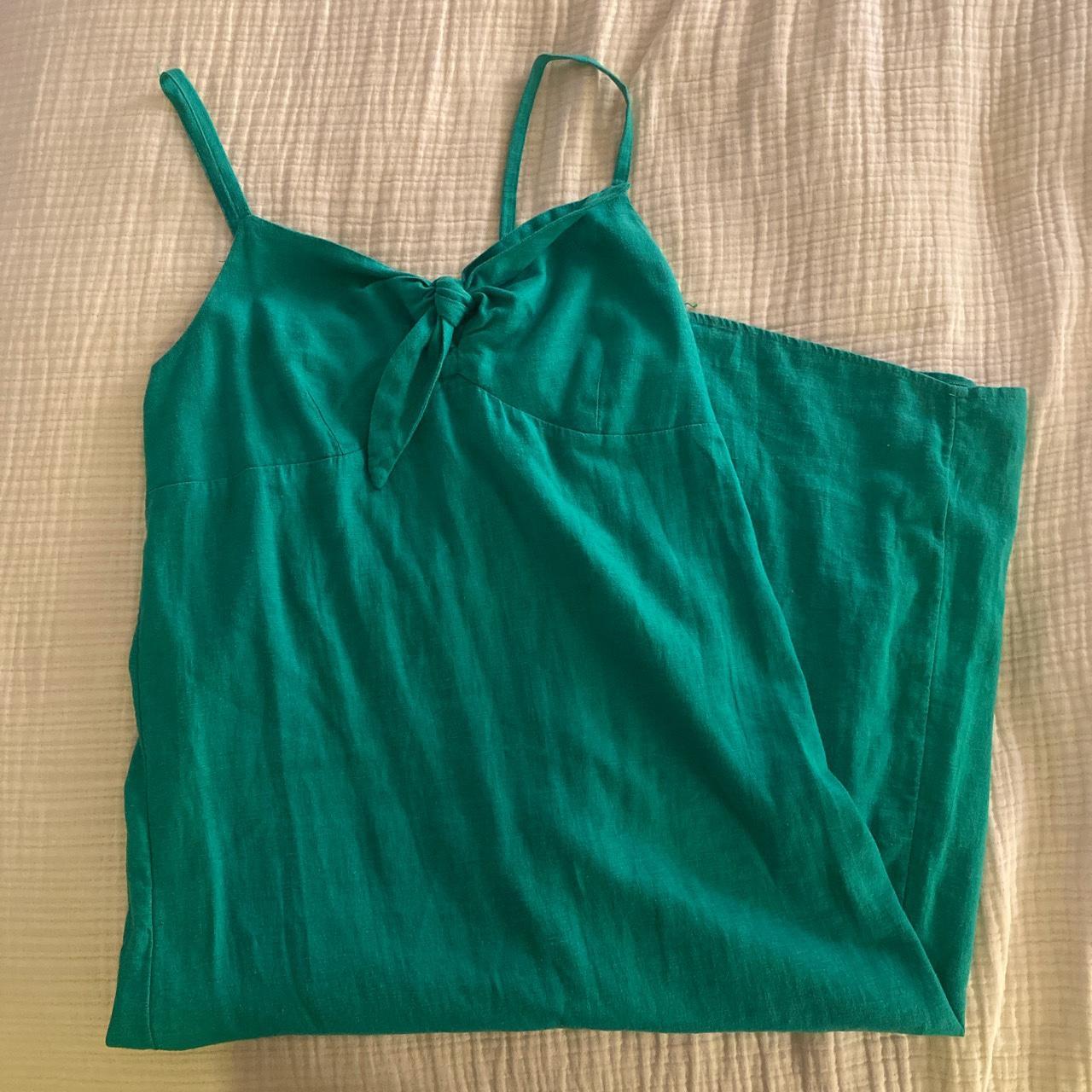 green linen ankle length dress! Depop