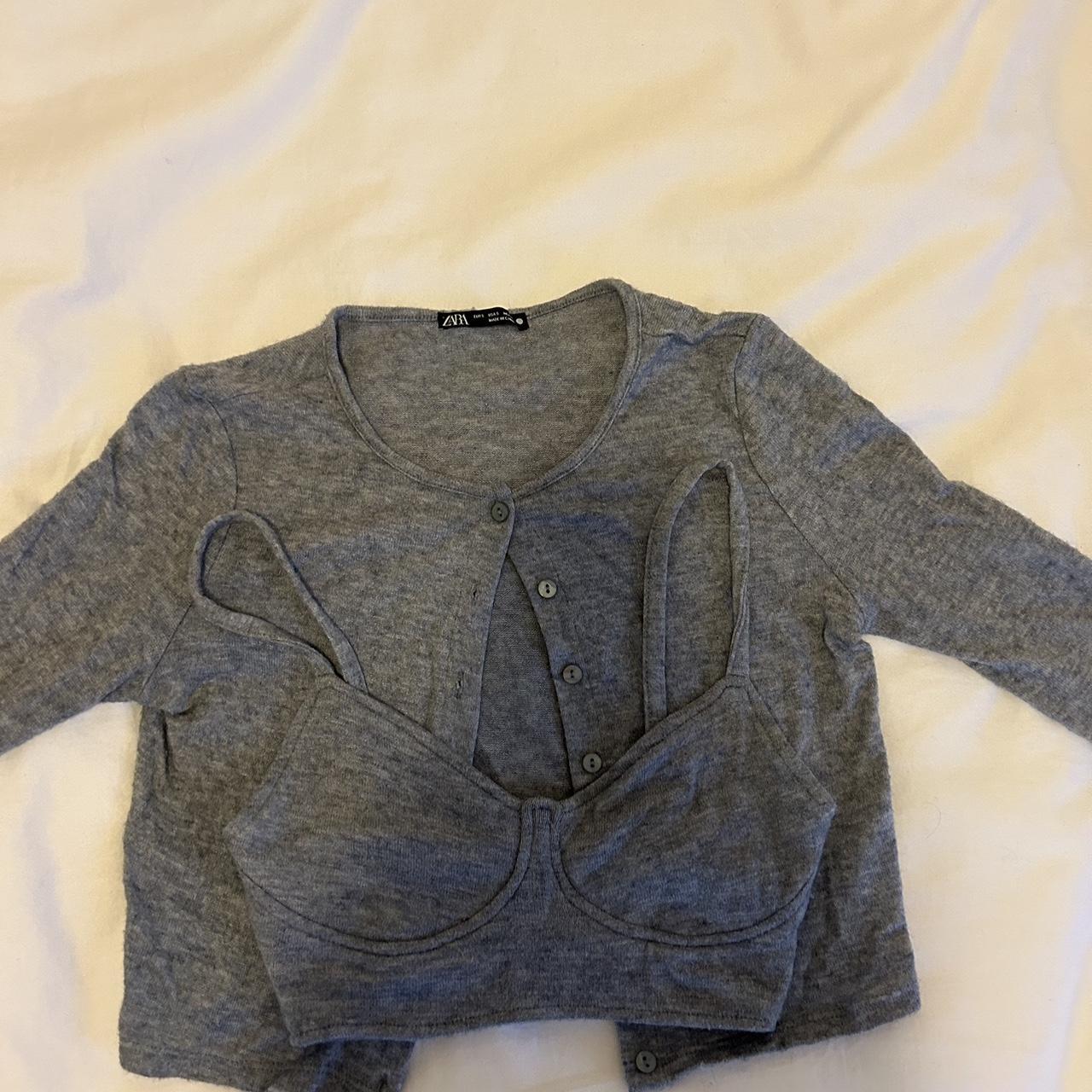 Zara knit bra and cardigan set Depop
