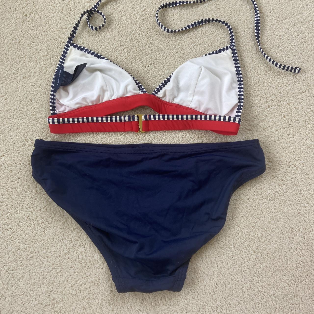 Tommy Hilfiger Women's Red and Navy Bikinisandtankinisets Depop