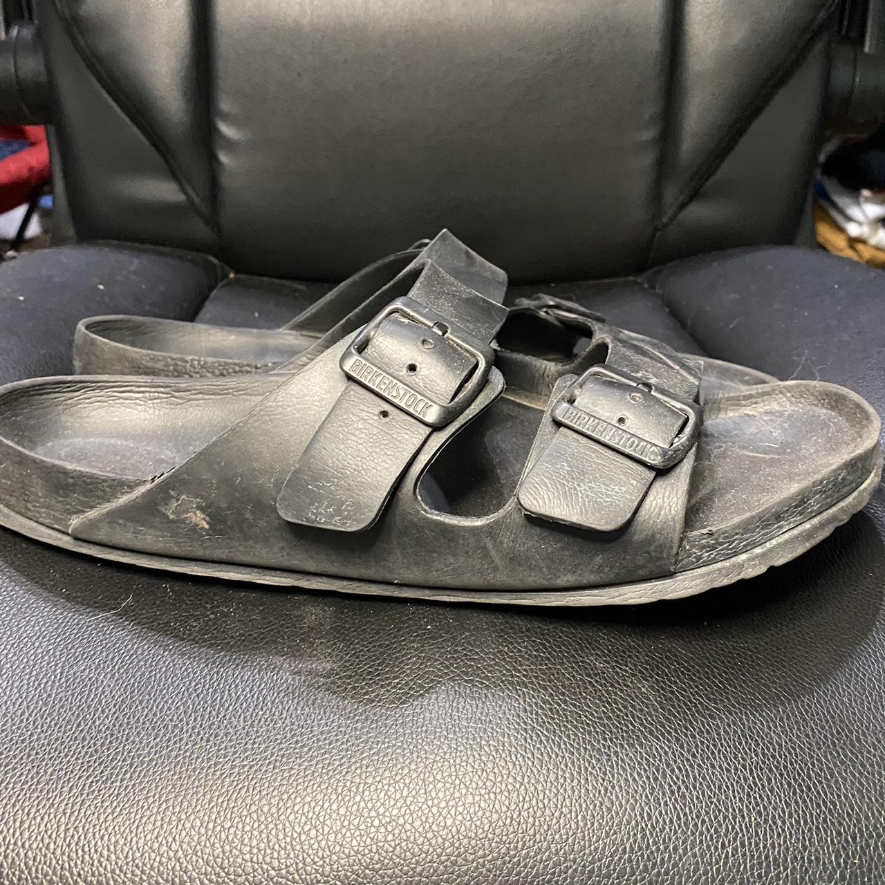 Black Rubber Birkenstock Slides.. #slides #footwear... - Depop