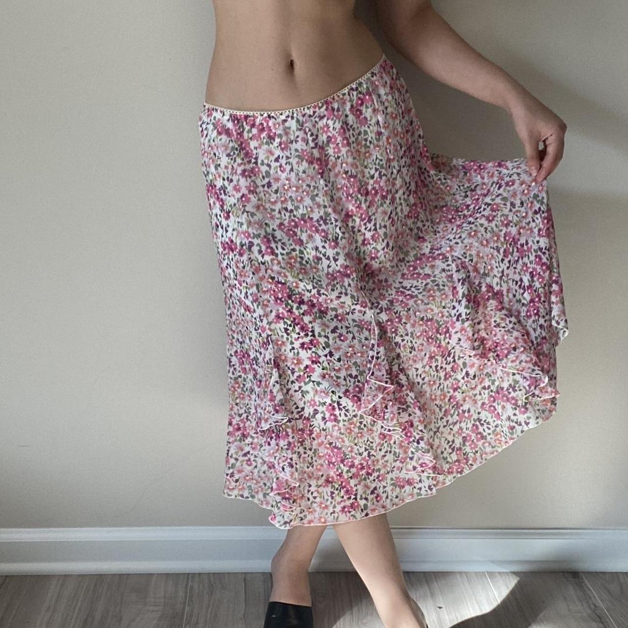 Ivory flowy outlet skirt