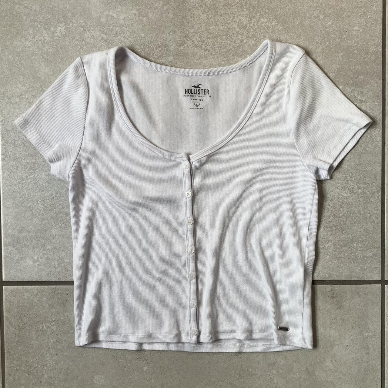 WHITE BUTTON UP BABY TEE, this is a trendy