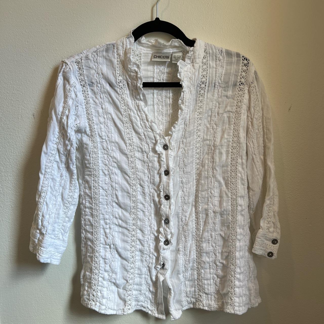 Chico's Women's White Blouse | Depop