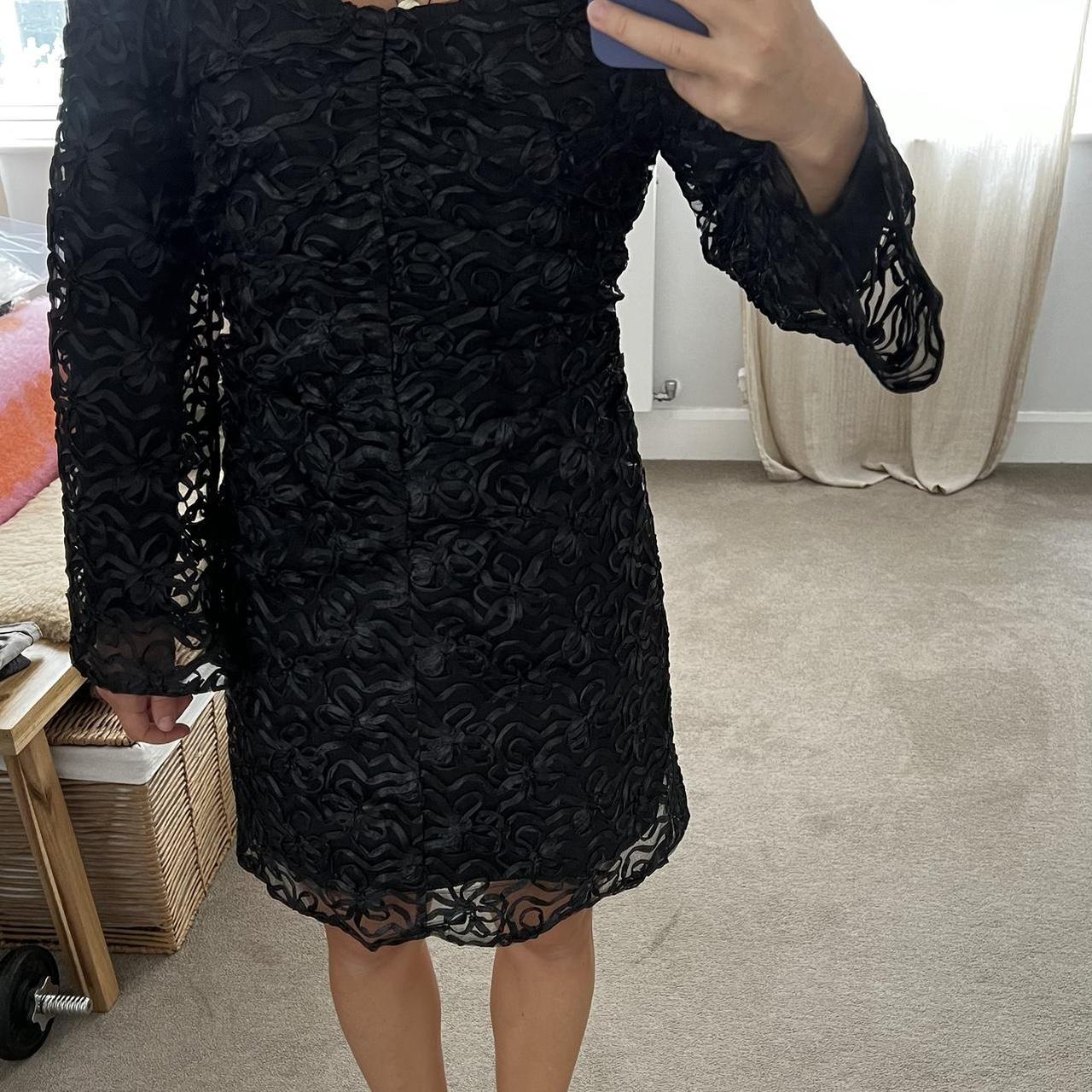 Ganni black cocktail lace dress with long sleeves. Depop