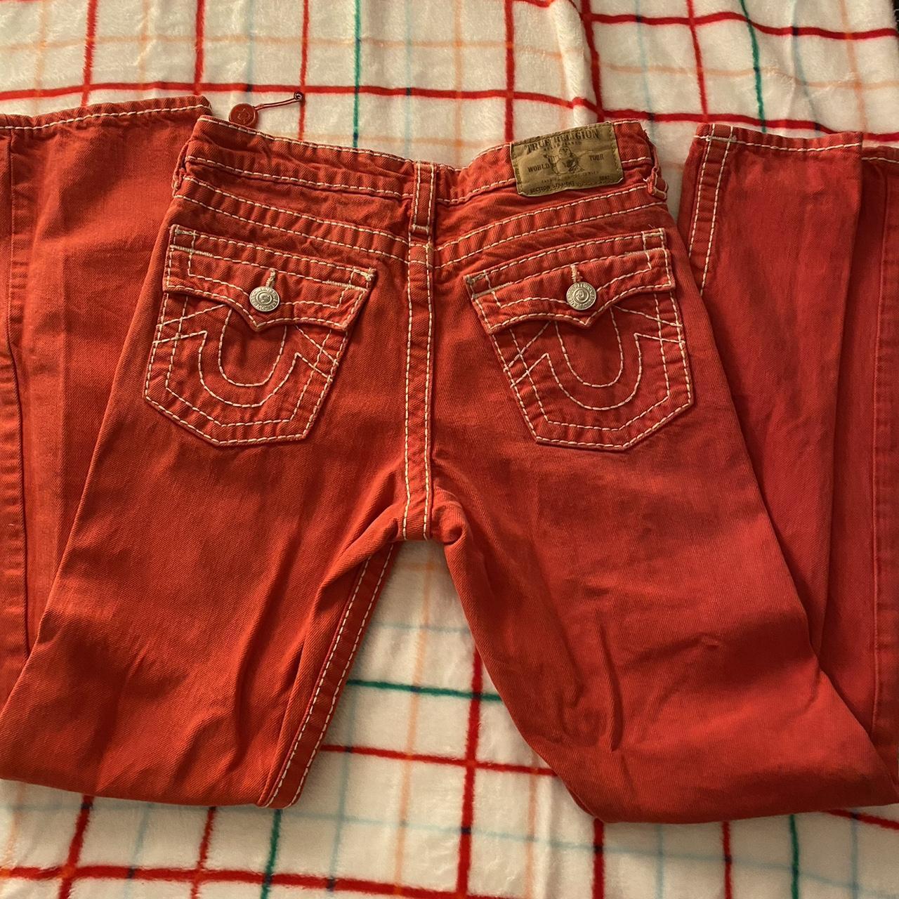 red true religion women vintage straight jeans... - Depop