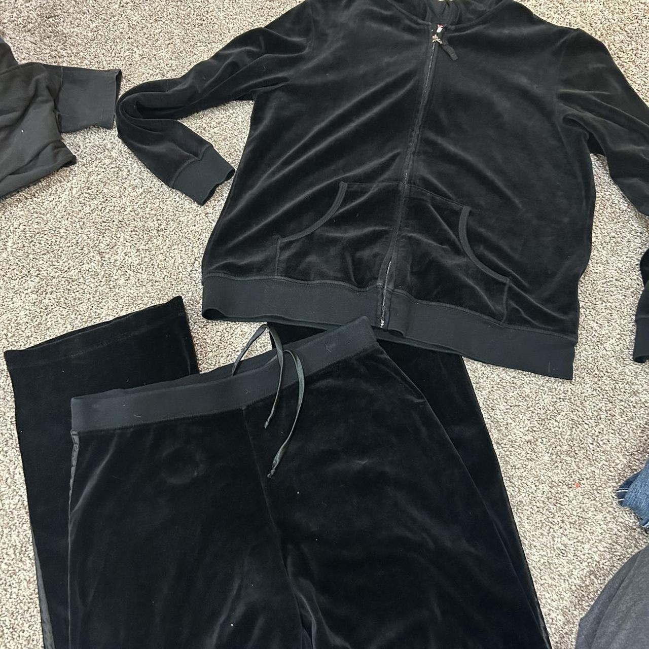 Hanes Black velour Tracksuit Such a pretty black •... - Depop