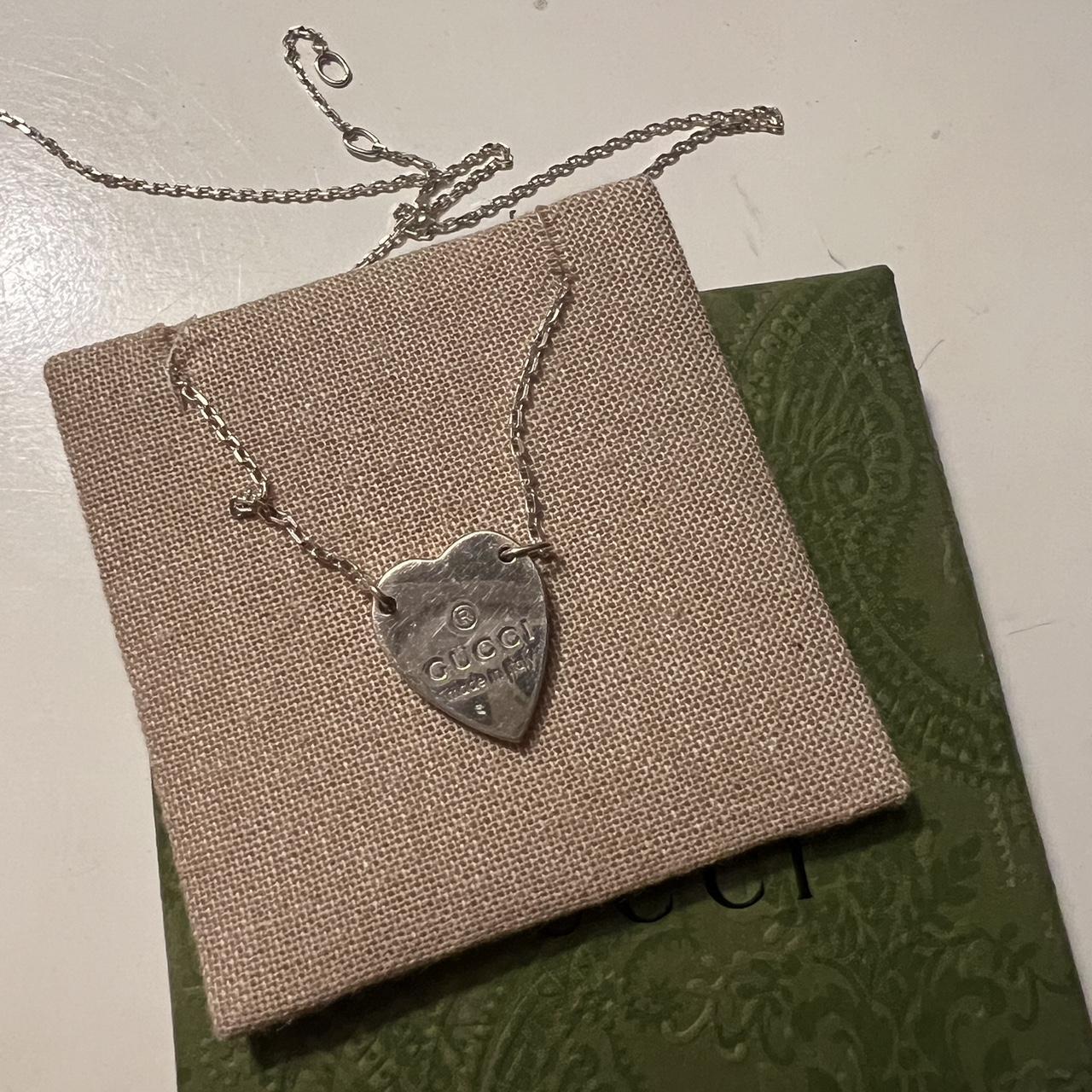 Gucci Sterling Silver Heart Tag Pendant Necklace - Etsy