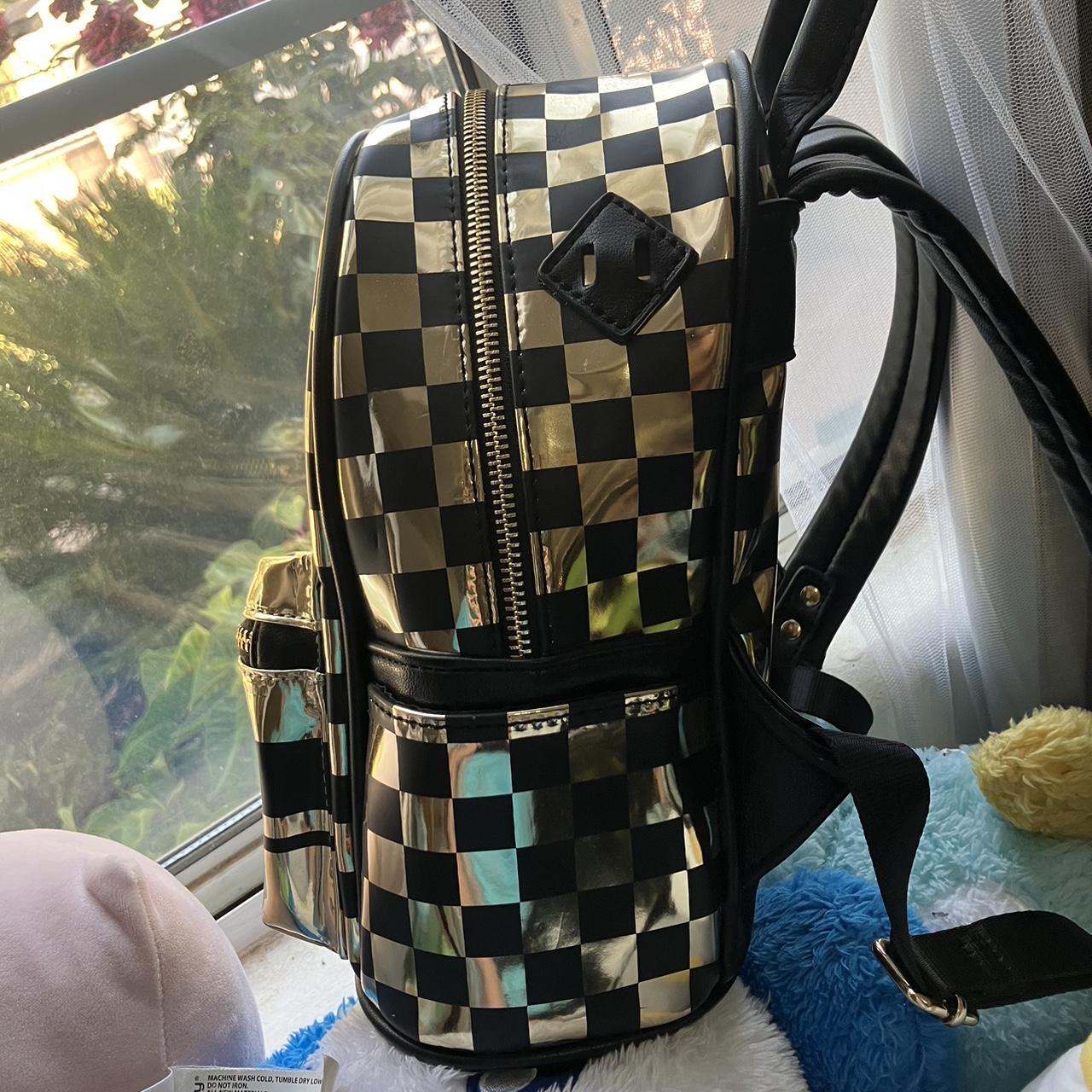 mini black backpack w/ gold hardware 🖤 worn a - Depop