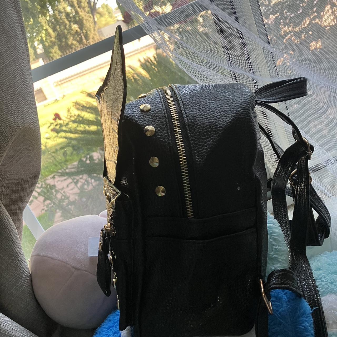 mini black backpack w/ gold hardware 🖤 worn a - Depop