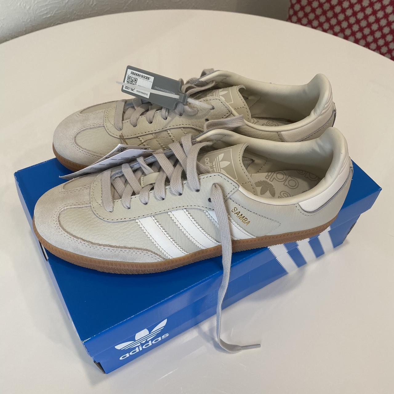 White and beige sambas!!!!!! Never ever worn, they... - Depop