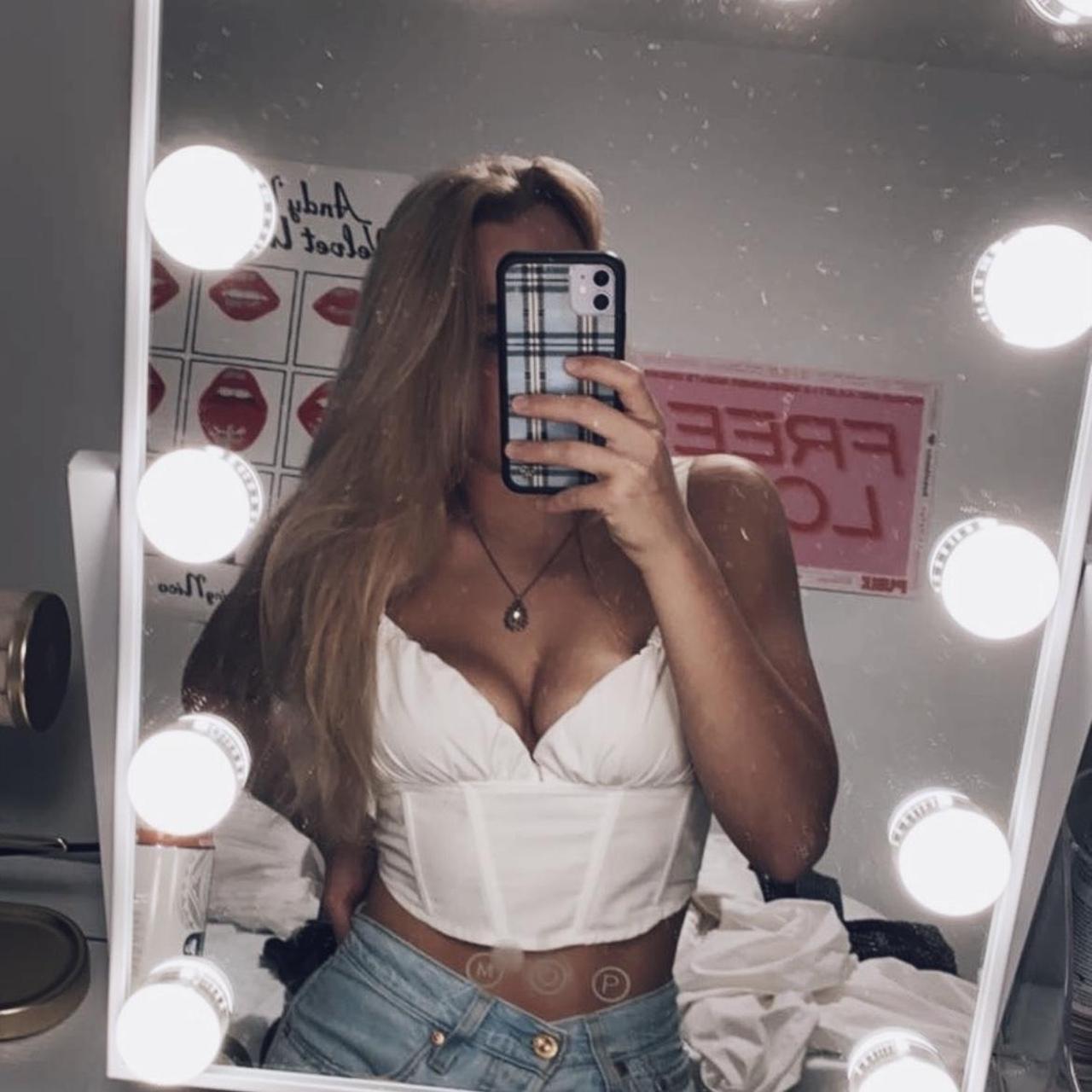 Pretty Little Thing white corset top small - Depop