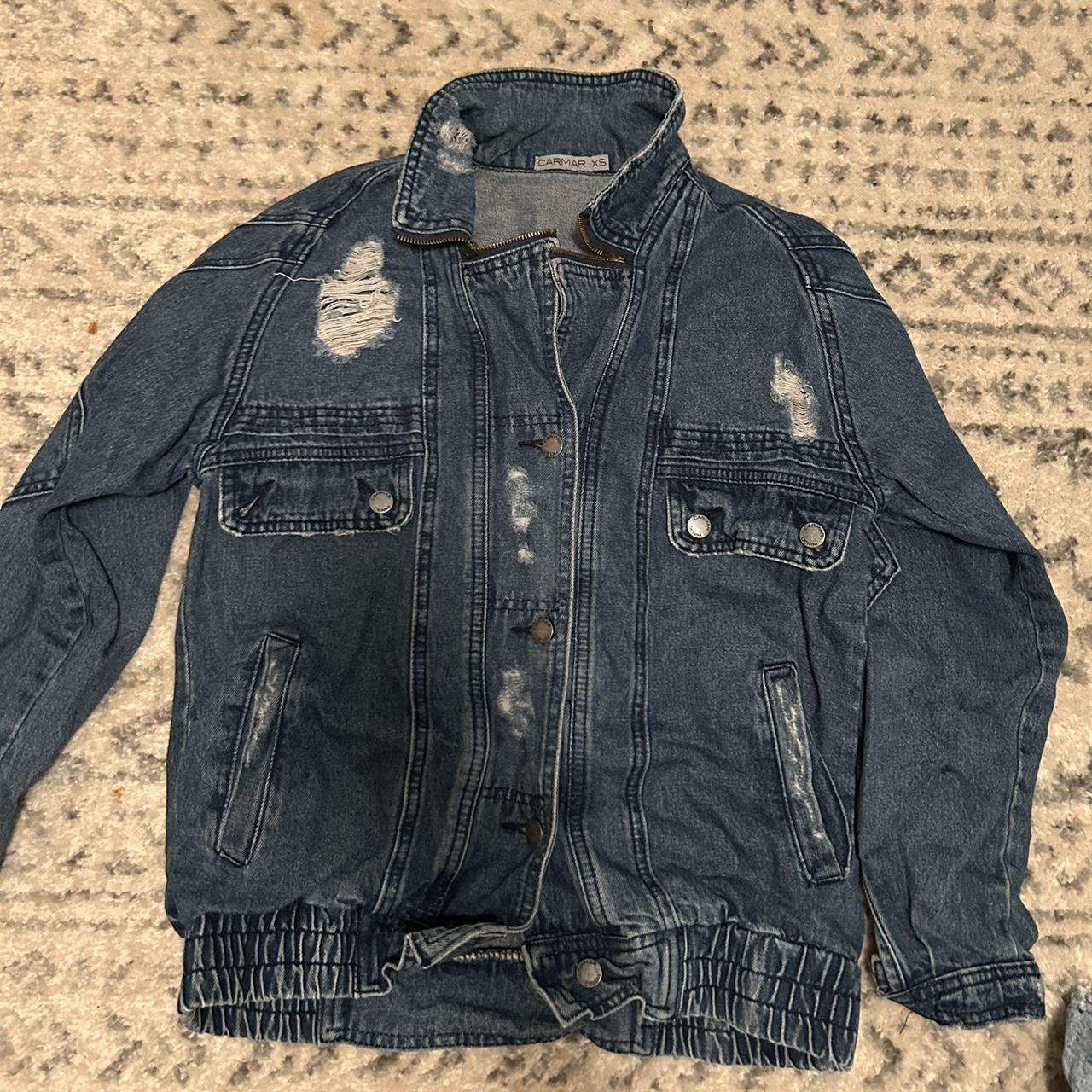 REPOP Carmar Denim Bomber Style Jean jacket with... - Depop