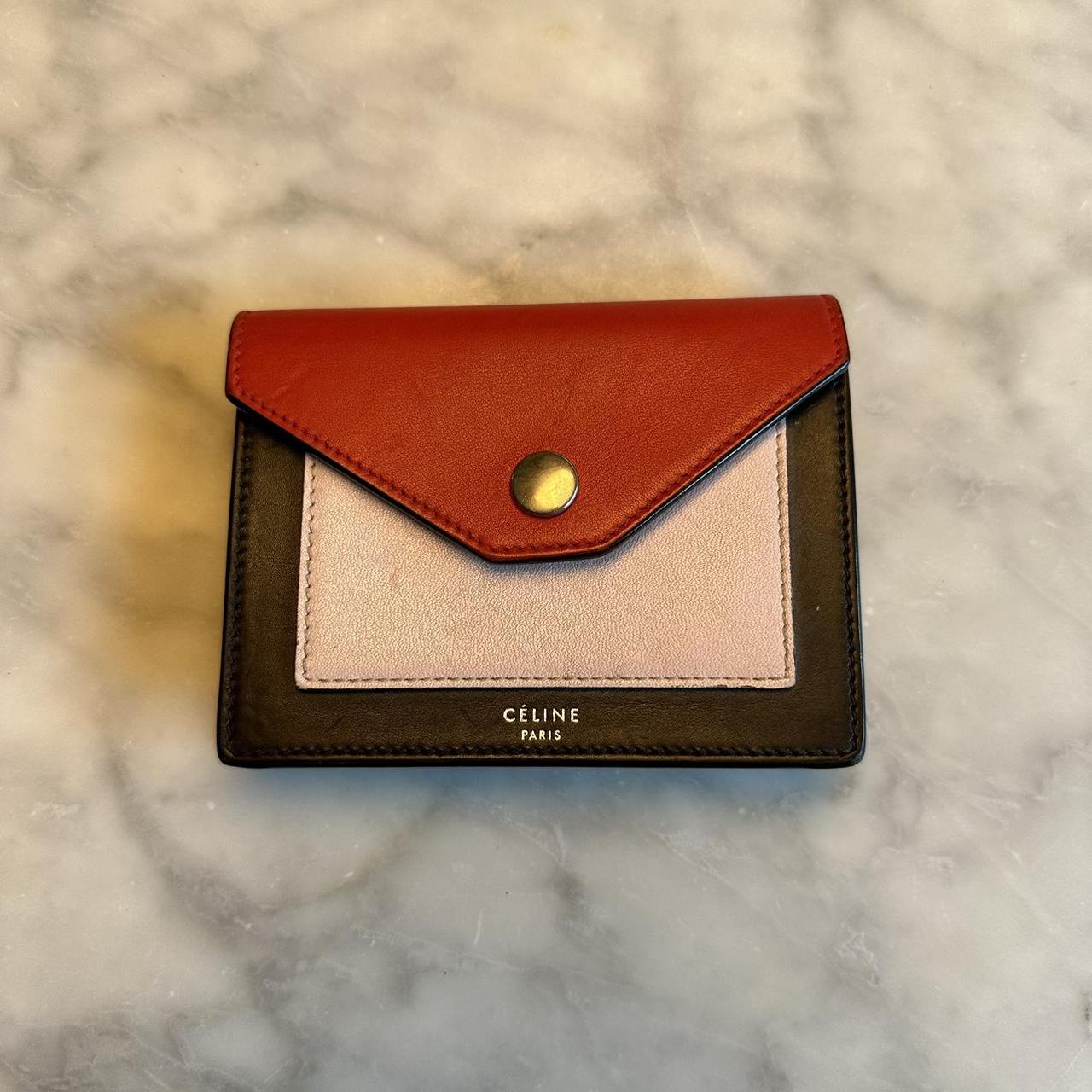Celine black compact wallet leather