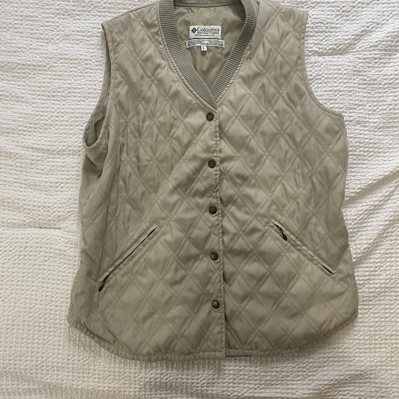 COLUMBIA Womens Large Tan Pilsner Peak Vest Quilted Depop