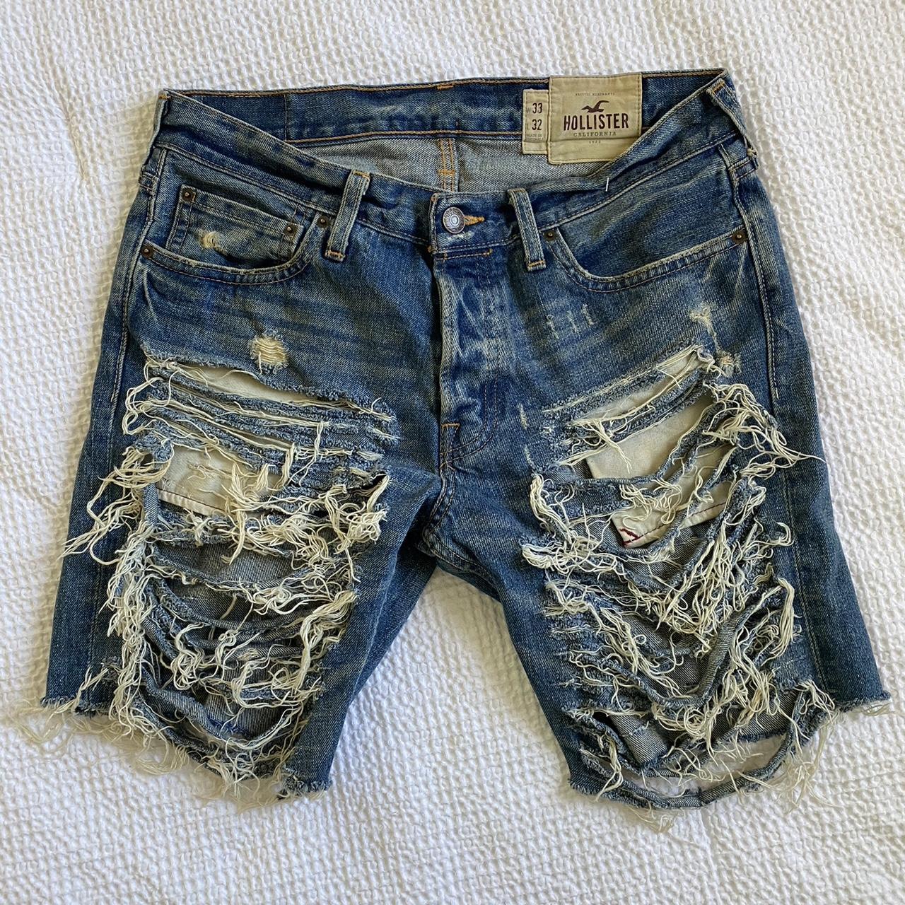 Hollister Men Ripped skinny denim jeans shorts size. Depop