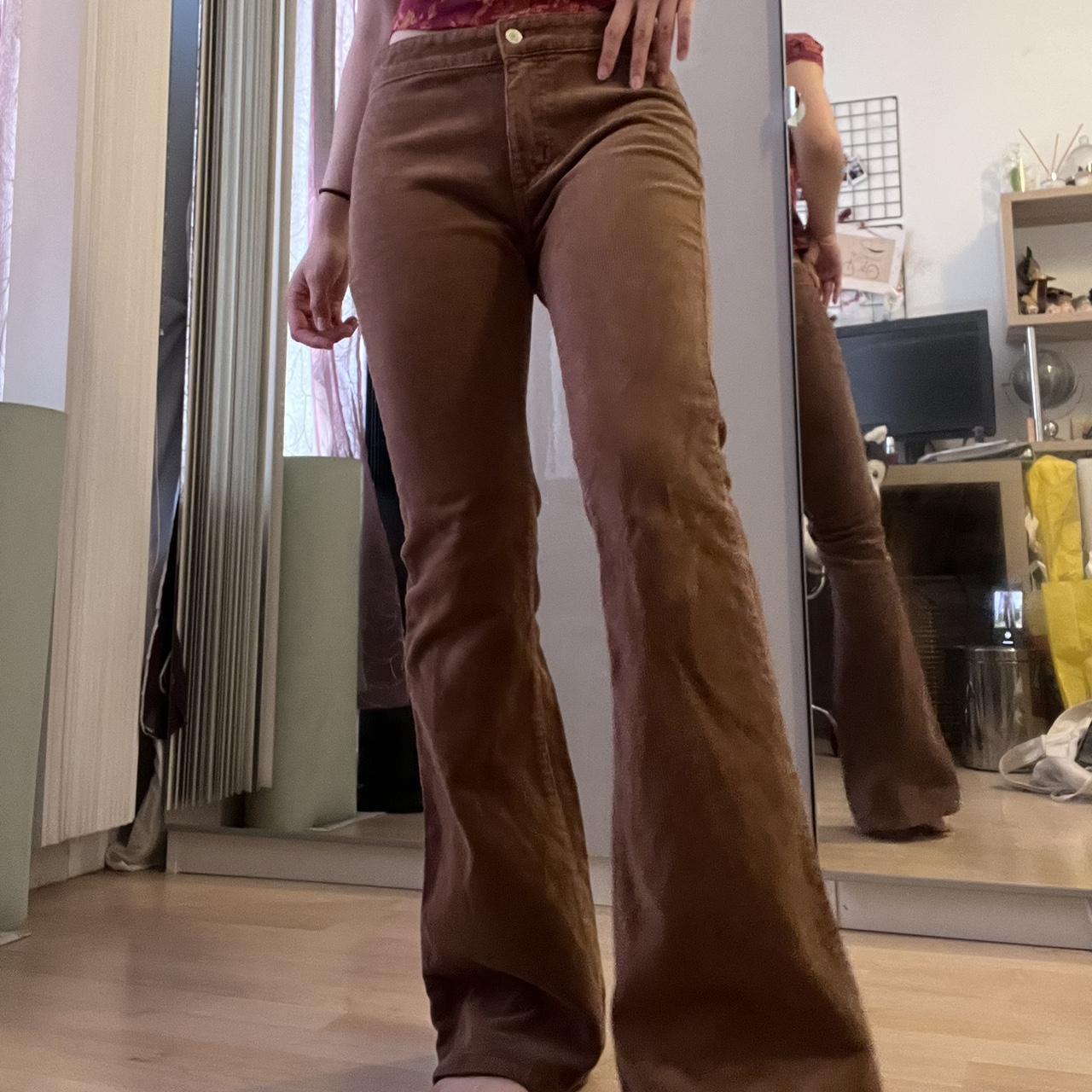Brandy Melville brown corduroy flare jeans no - Depop