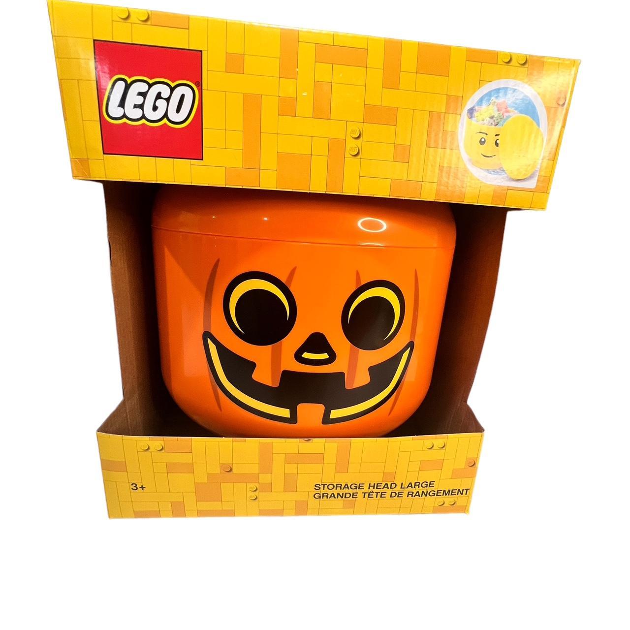 Lego Pumpkin Jack O Lantern head storage container.... Depop