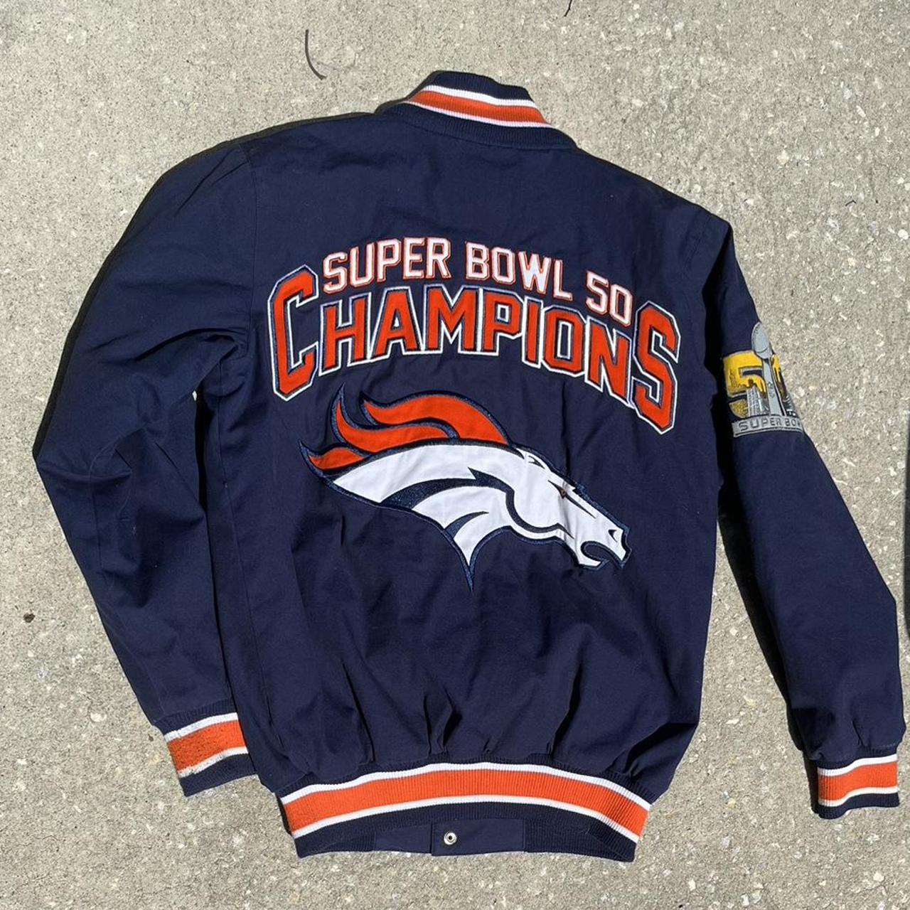 Super Bowl 50 NFL Denver Broncos Varsity Jacket with - Depop