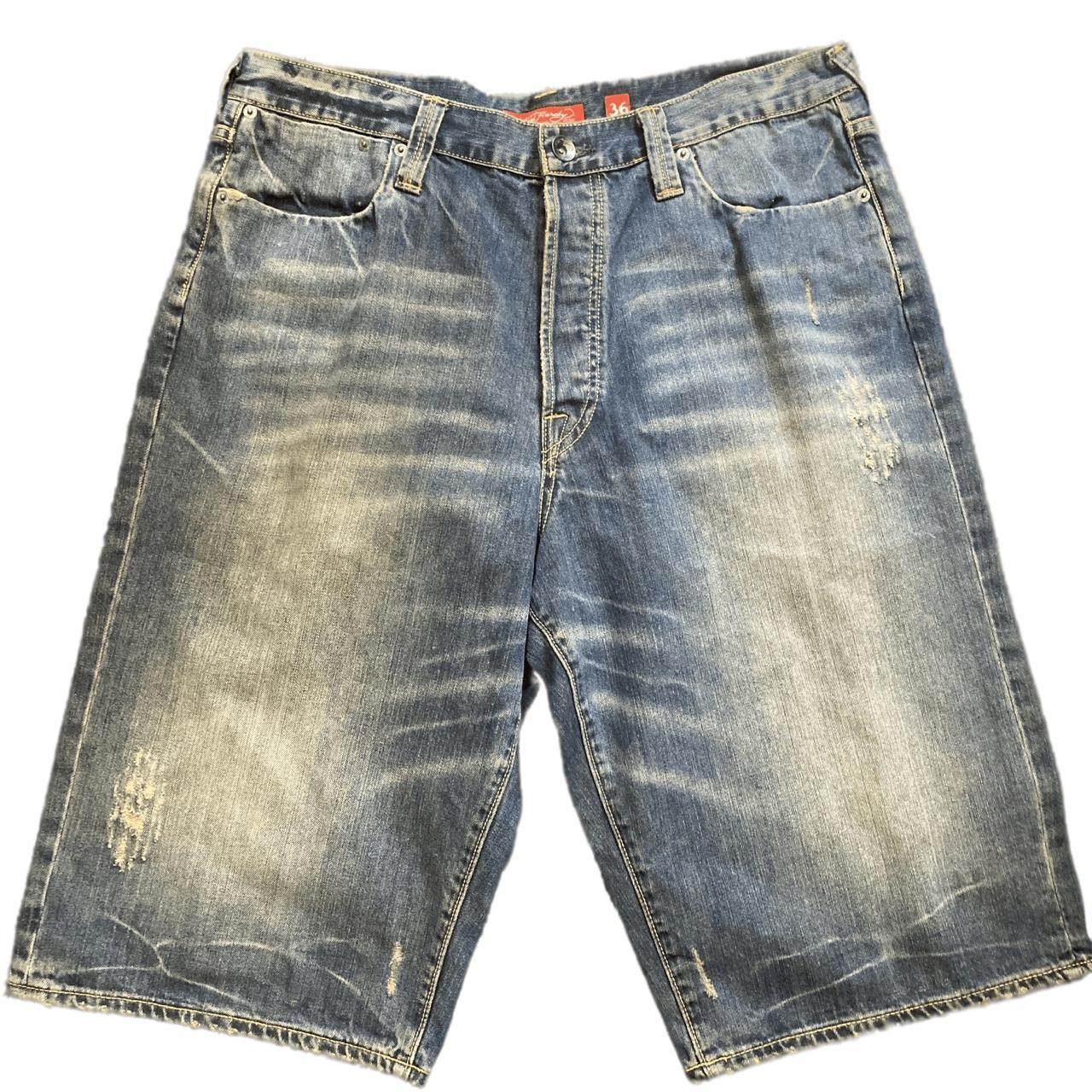 Ed Hardy Jorts Y2K Distressed Vintage Denim - Size... - Depop