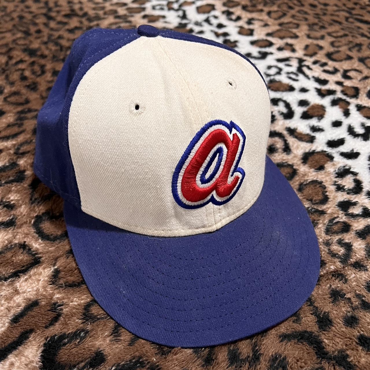 Atlanta Braves Fitted Hat Size 7 1/4 Two Tone Brown - Depop